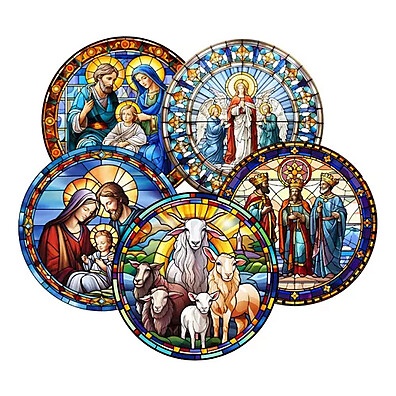40 Adesivos Vitral Religioso 3cm – Decore com Fé!