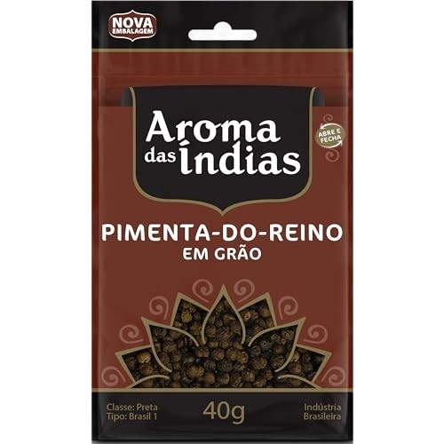 Aromas da Índia Pimenta Do Reino Em Grãos 40 Gramas