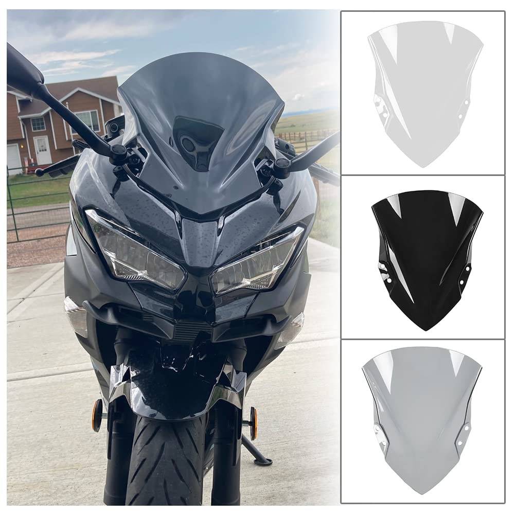 Para-brisa Dupla Bolha FATExpress para Kawasaki Ninja 400/250 2018-2021 (Fumaça Escura) - Fluxo de Ar e Proteção Aerodinâmica