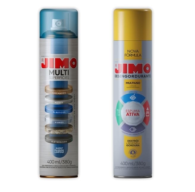Kit Jimo Multi Superfícies 400ml + Desengordurante Multiuso 400ml - Limpeza Completa para Todos os Ambientes