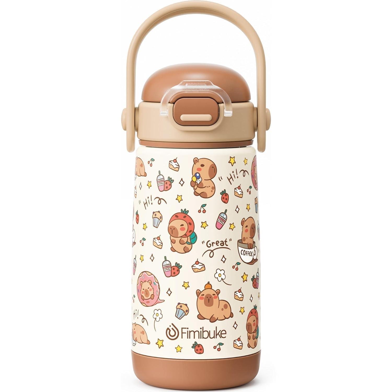 Fimibuke Garrafa Térmica Infantil 400ml com Canudo - Aço Inox 18/8, Livre de BPA, à Prova de Vazamento