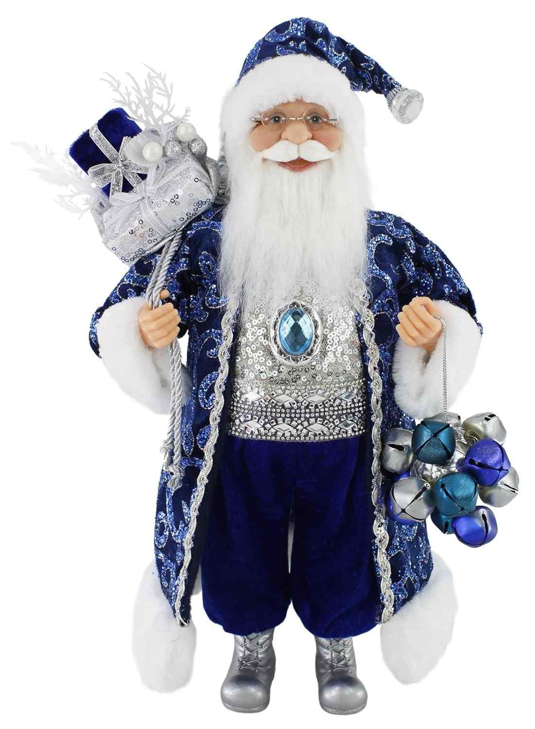 Papai Noel Azul Brilhante 40,64 cm - Estátua Natalina Decorativa Windy Hill