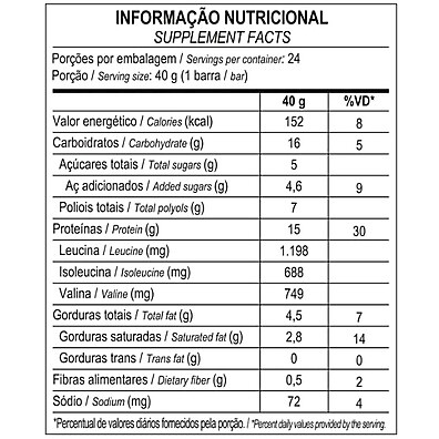 Whey Bar Probiótica Chocolate 40g - Energia e Recuperação