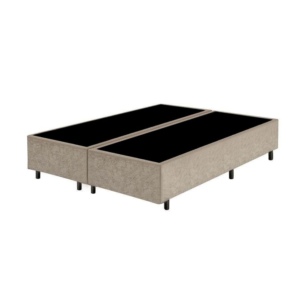 Cama Box Casal Bipartido Bege Suede 40x138x188 - Conforto e Estilo para Seu Quarto