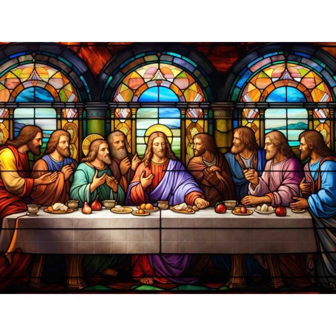 Kit Pintura de Diamantes Religiosa - Santa Ceia 40x30cm com Cristais 5D