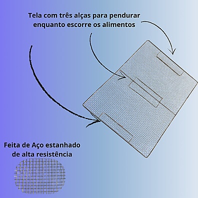 Grelha Inox Escorredor de Frituras 40x50cm