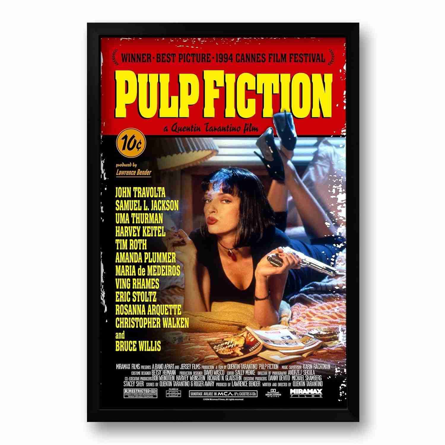 Quadro Filme Pulp Fiction - Vintage Poster 40x60cm - Moldura Ecológica Preta