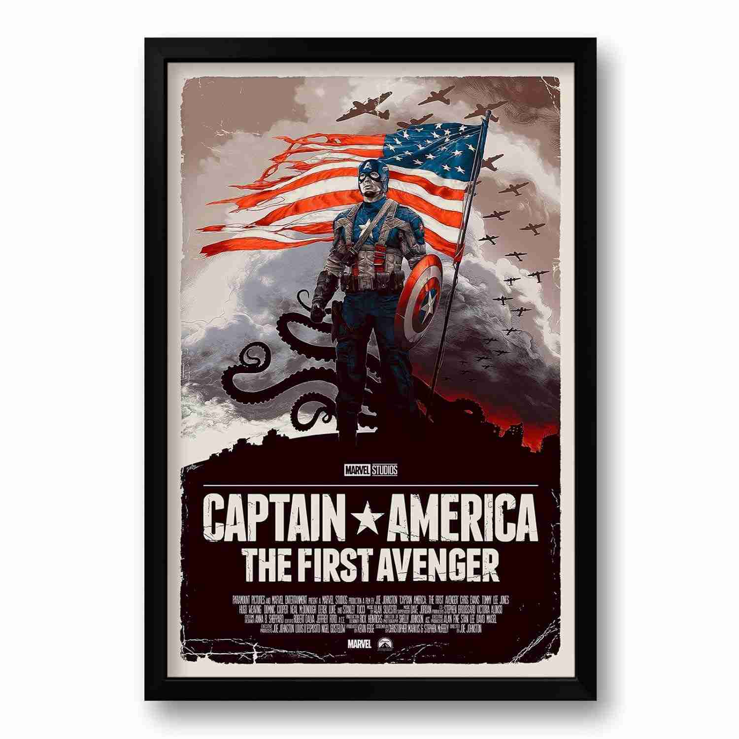 Quadro Capitão América: O Primeiro Vingador - 40x60cm | Moldura Ecológica em Madeira de Reflorestamento