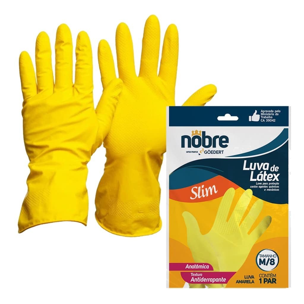 Luva borracha/latex SL amarela M NOBRE CA 41780