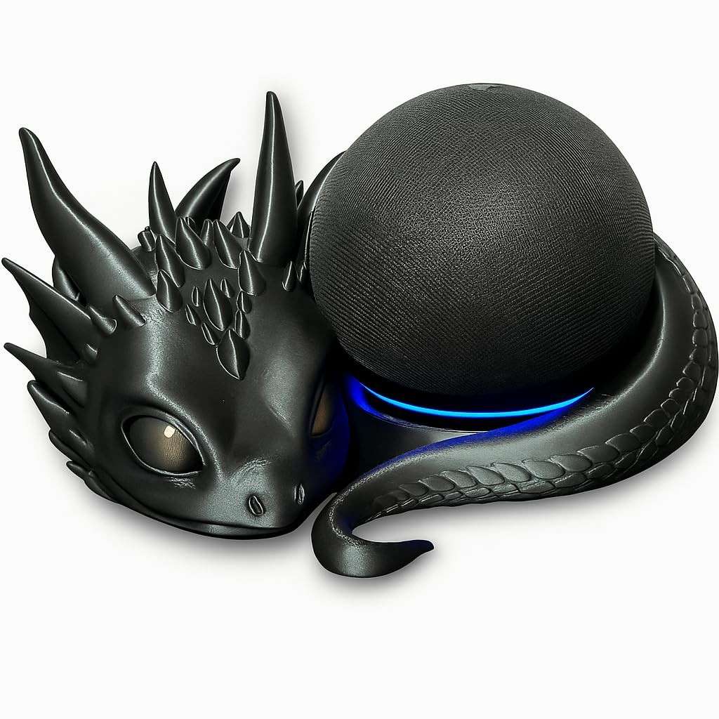 Suporte Dragão para Echo Dot 4ª/5ª Geração: Estilo e Funcionalidade em Preto