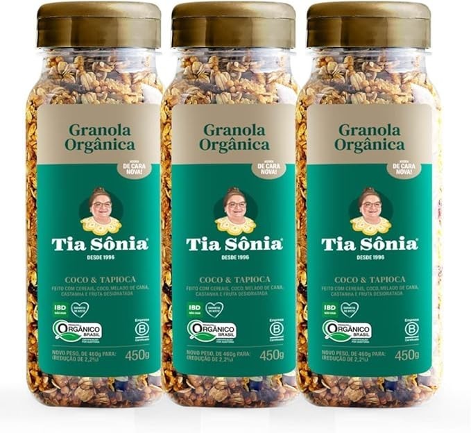 Kit 3 Granola Orgânica Vegana Artesanal 450g cada Tia Sônia