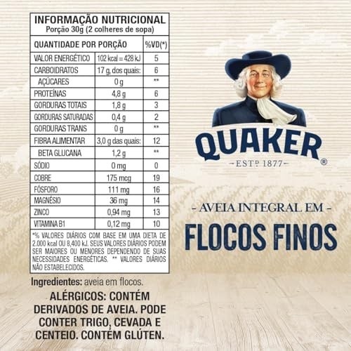Aveia Em Flocos Finos Quaker Caixa 450G Embalagem Econômica