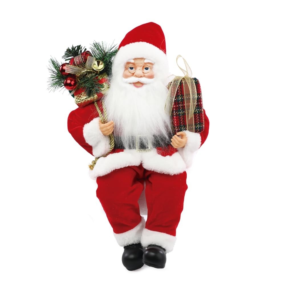 Papai Noel Decorativo Sentado 45cm com Presentes - Cena Natalina Encantadora Cromus