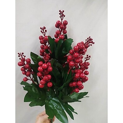 Galho de Amora Com Pinheiro Natalino Artificial 45cm