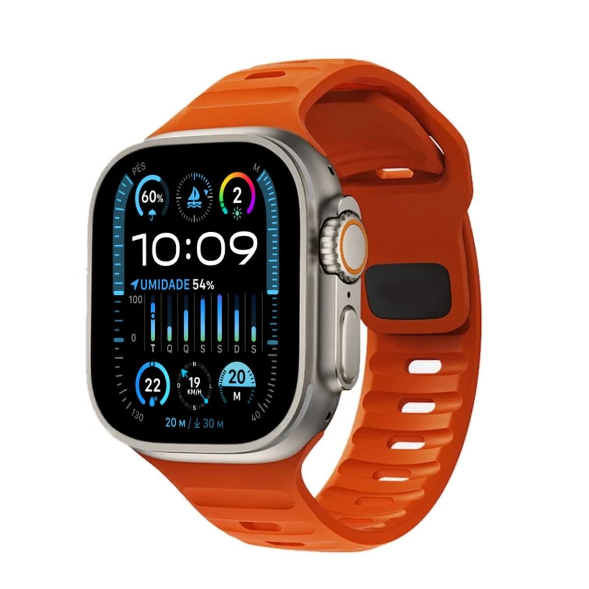 Pulseira de Silicone Mariner Para Apple Watch 42mm 44mm 45mm Ultra 1 e 2 de 49mm