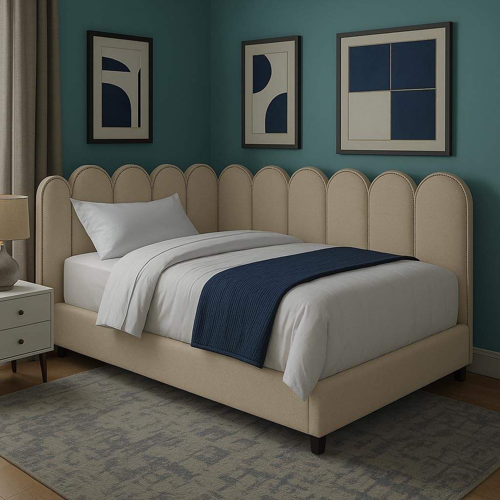 Cabeceira de Cama King 10 Módulos Modelo Nuvem 45x20 cm Bege - Design Moderno e Confortável