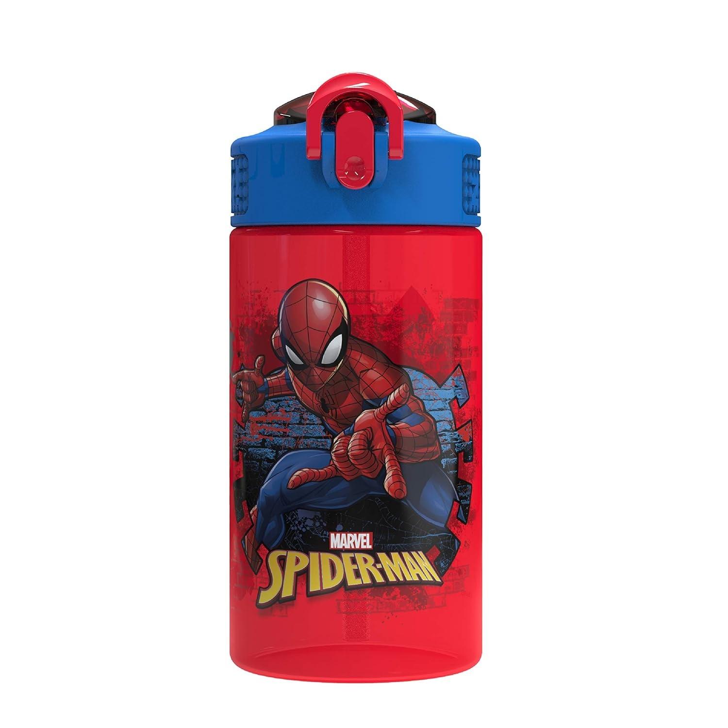 Garrafa de Água Infantil Homem-Aranha Zak Designs - 473ml com Tampa à Prova de Vazamento
