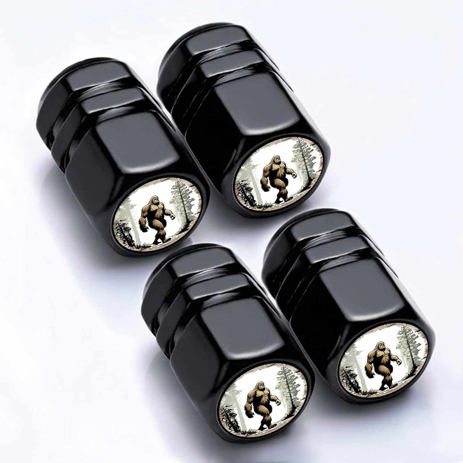 4ack Tampas de Válvula Bigfoot Sasquatch para Carros, Motos e Bikes - Estilo Único!