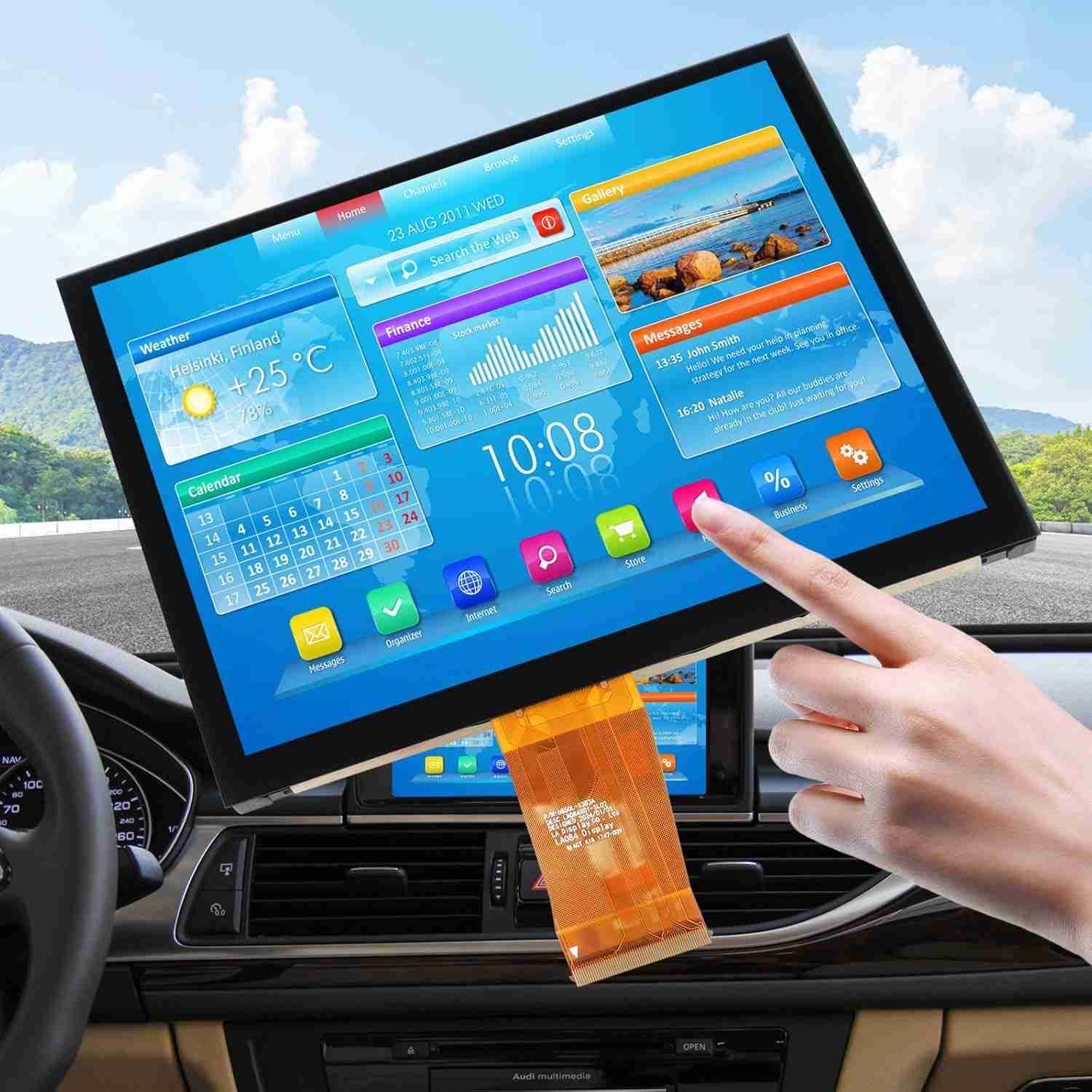 Tela Touch Uconnect 4C NAV UAQ 21.3cm para Dodge RAM Jeep Chrysler 2017-2022 - Substituição LA084X01(SL)(02)