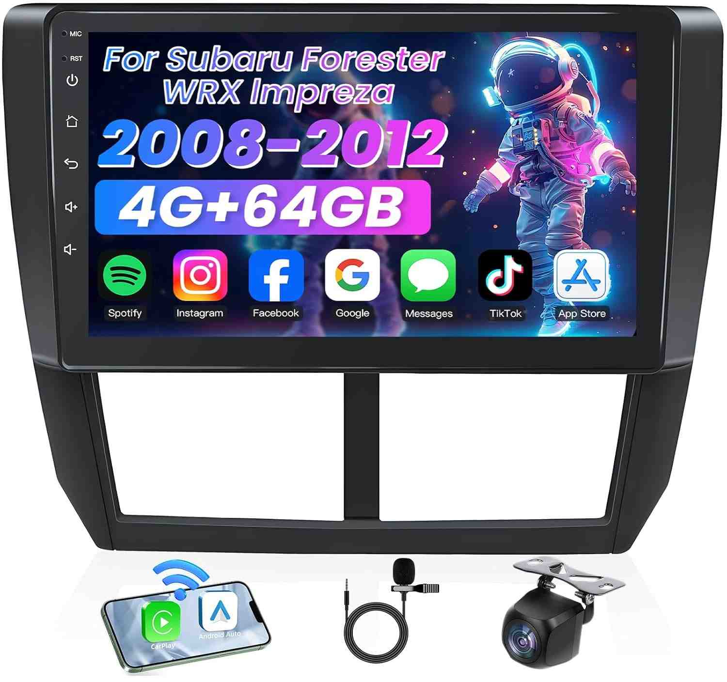 Central Multimídia Android 10" para Subaru Forester 2008-2012: 4GB RAM + 64GB ROM