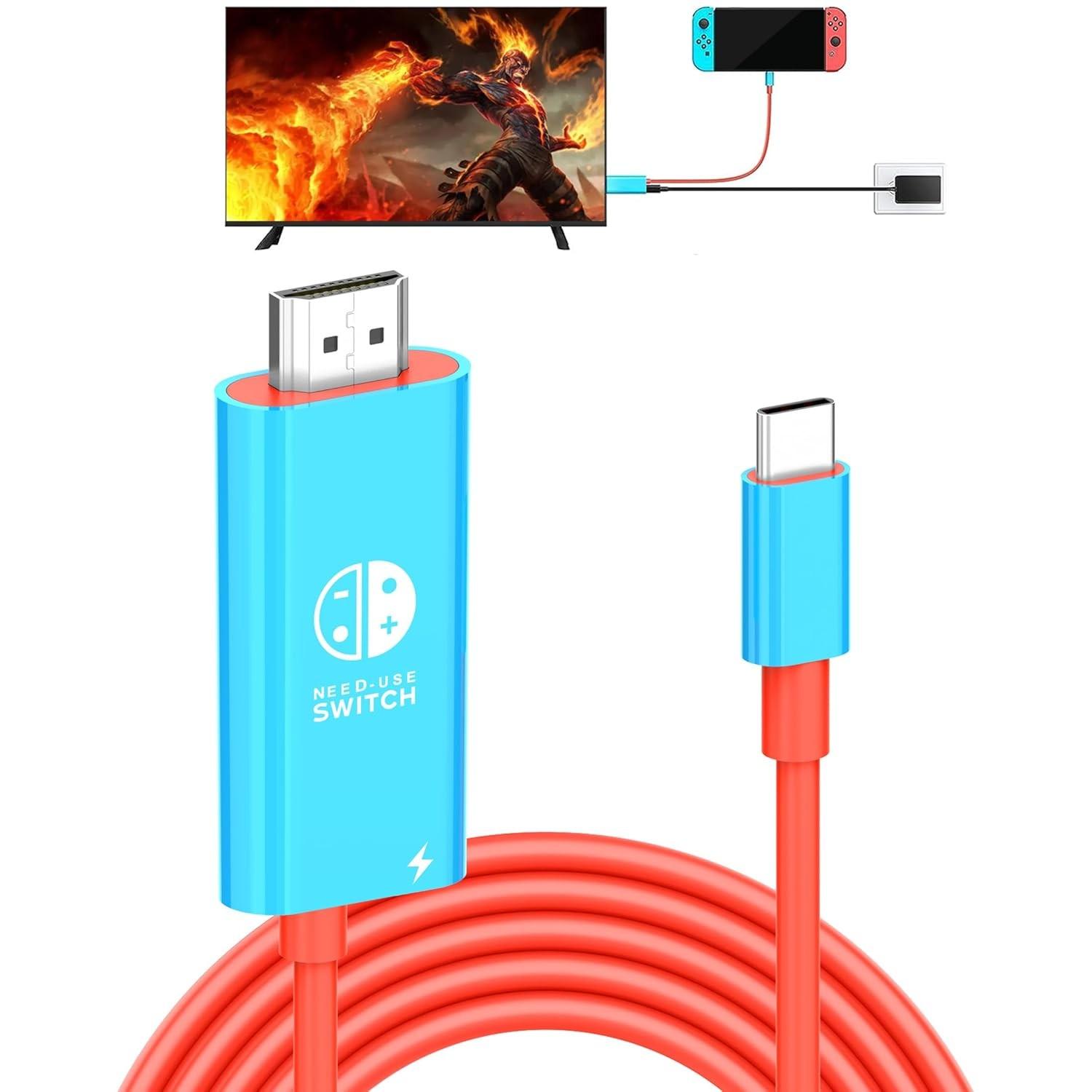 Dock Portátil Nintendo Switch e OLED: Cabo USB-C para HDMI 4K 60Hz com Carregamento PD