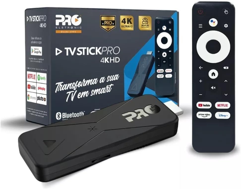 TV StickPro 4K: Transforme sua TV em Smart com Android e Comando de Voz!