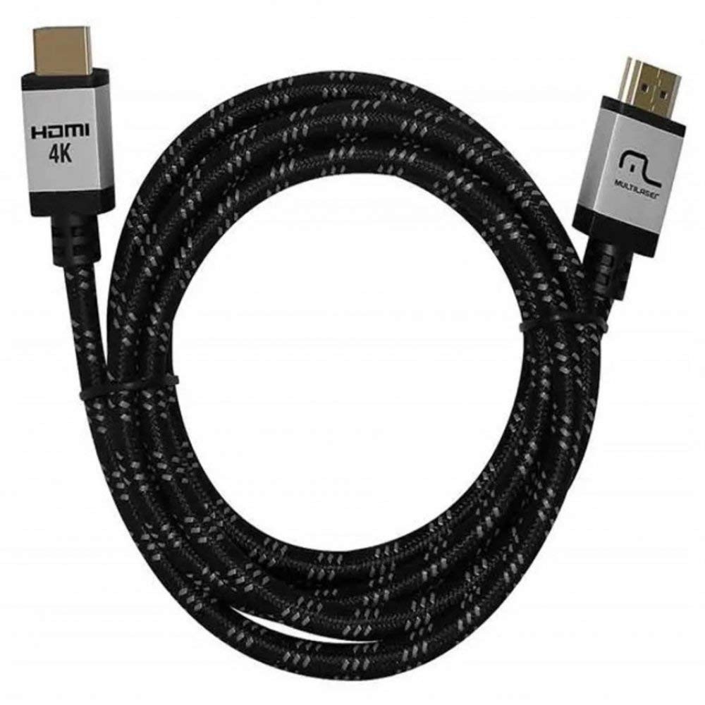 Cabo HDMI 2.0 Multilaser WI296 3 Metros: Imagem 4K e Durabilidade em Nylon