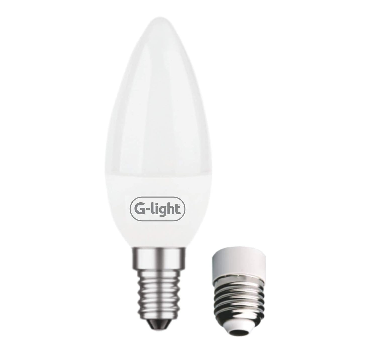 Lâmpada LED Vela C37 Leitosa 4W 3000K E14 Autovolt com Adaptador E27 - Iluminação Aconchegante