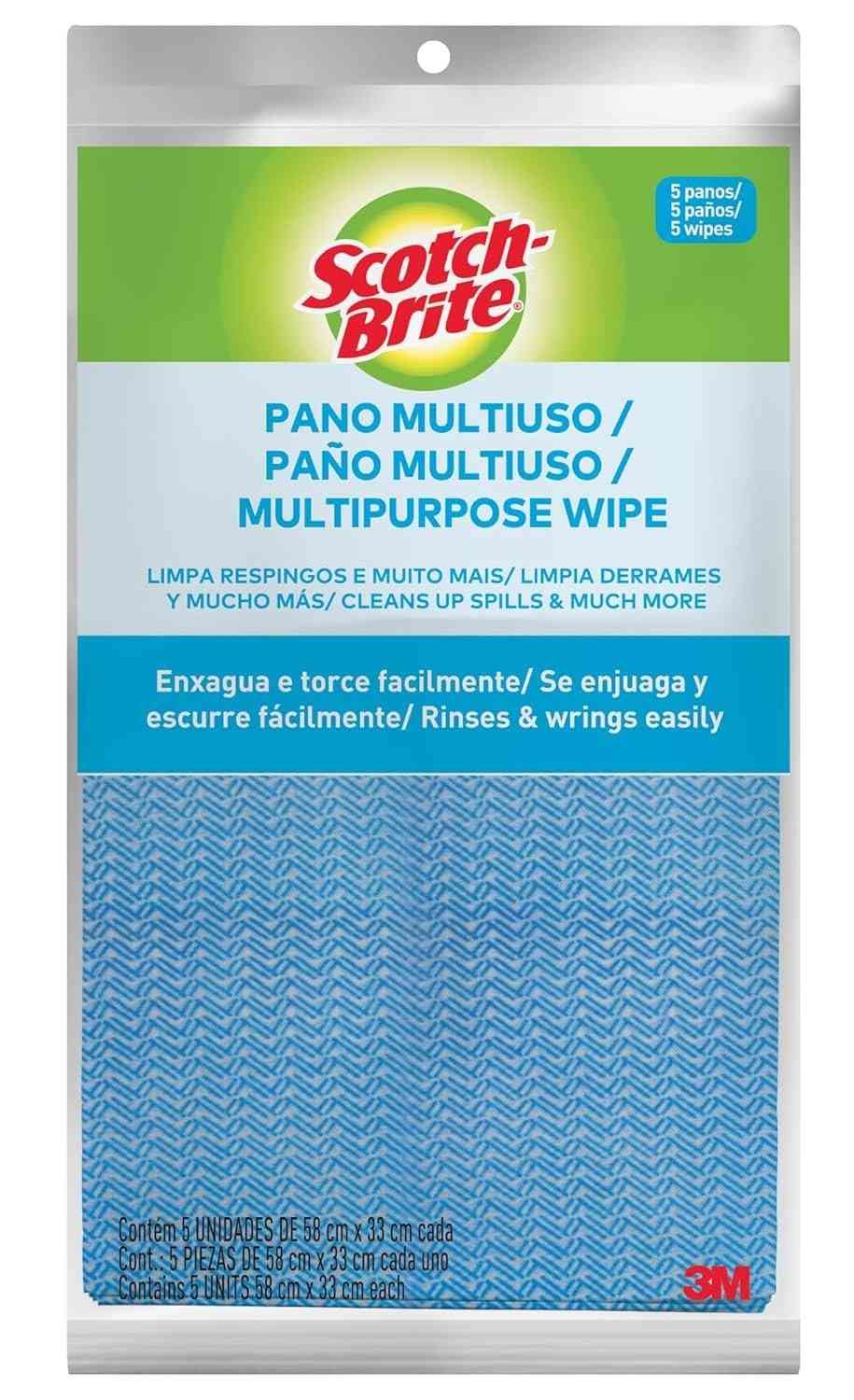 Scotch-Brite Pano Multiuso Azul - 5 Unidades Laváveis e Super Absorventes