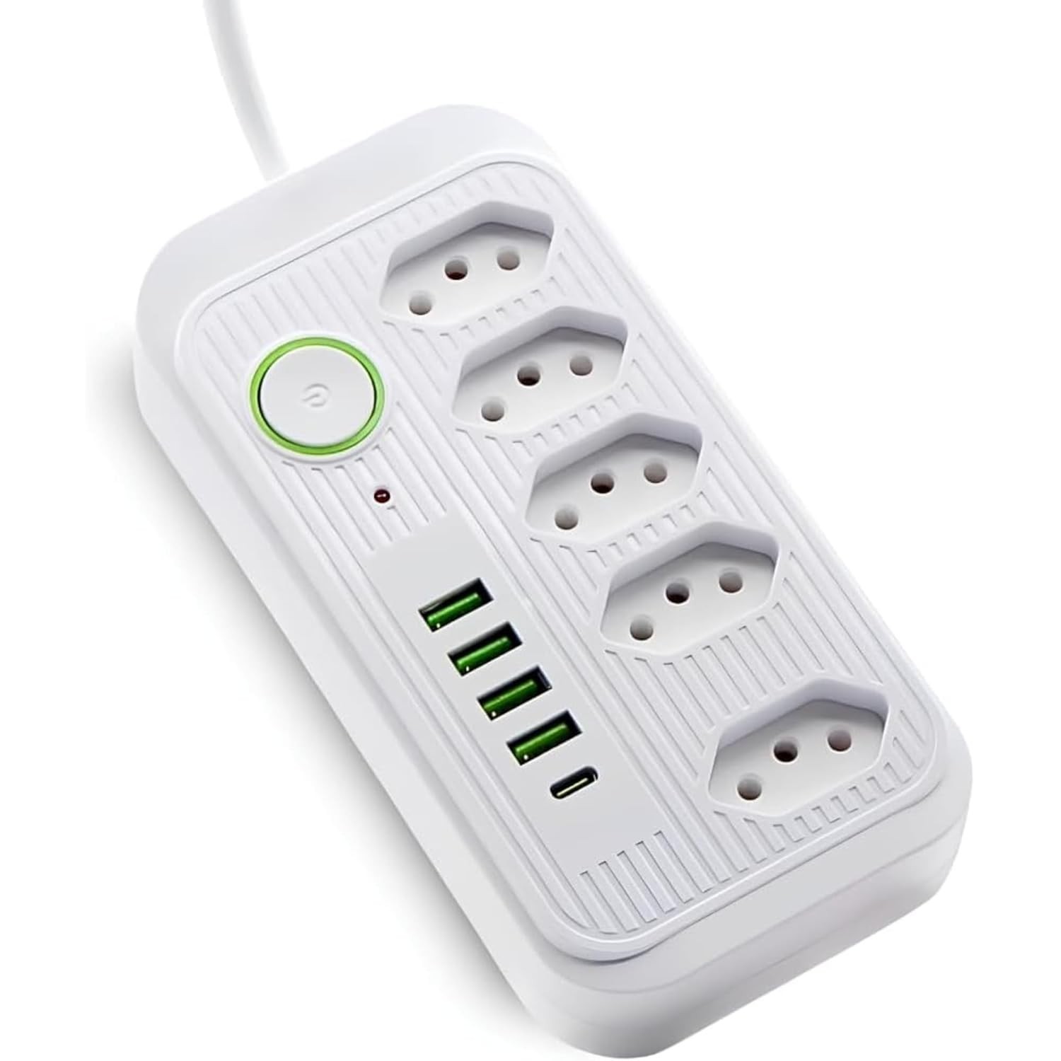 Filtro de Linha Potente: 5 Tomadas, 4 USB, 1 USB-C e Cabo de 2m - Energia e Segurança para Seus Dispositivos
