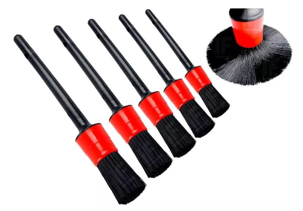 Kit Premium 5 Pincéis Detalhamento Automotivo: Limpeza Profunda Sem Riscos