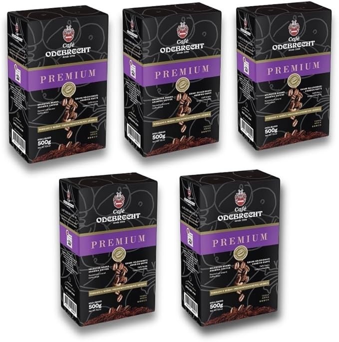 Kit 5 Pacotes de Café Odebrecht Torrado e Moido Premium Predominante Arábica 500g - 5 x 500g