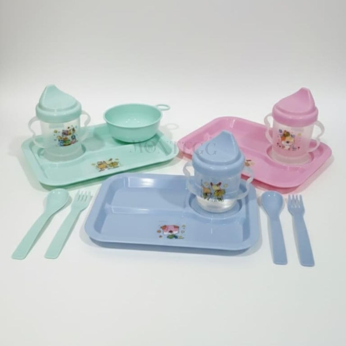 Kit Alimentação Infantil 5 Peças com Prato, Tigela, Copo e Talheres - Seguro e Prático para Bebês (Azul)