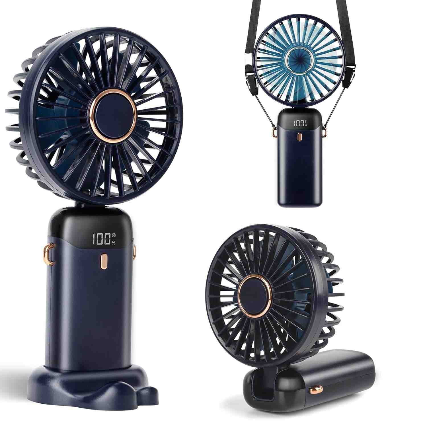 Mini Ventilador Recarregável 5 Velocidades com Tela LED - Portátil e Silencioso