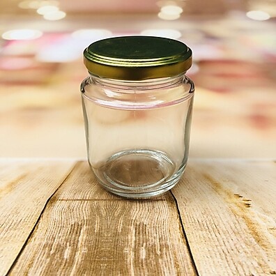 5 Potinhos de Vidro Belem 240ml com Tapa Dourada