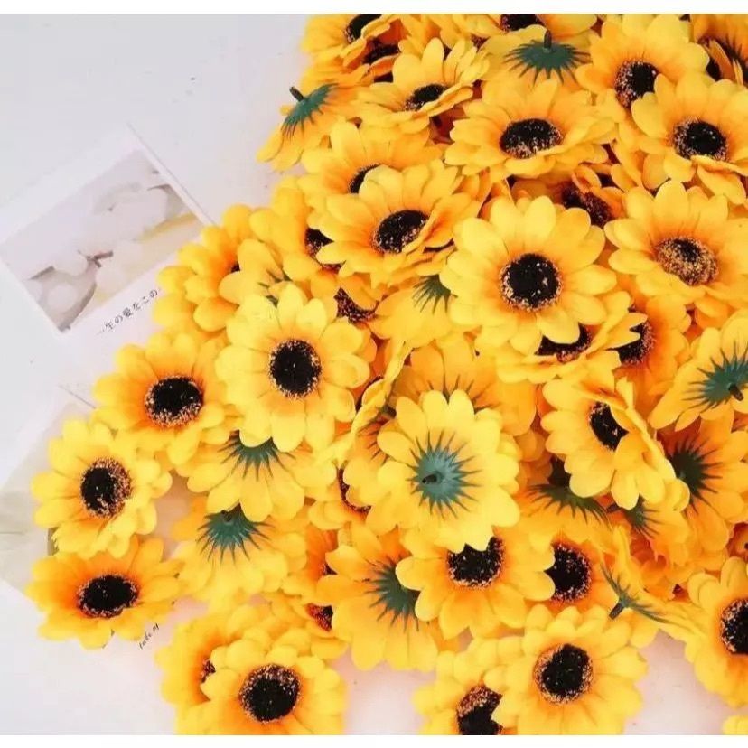 50 Flores Girassol Artificiais 7cm: Toque Real!