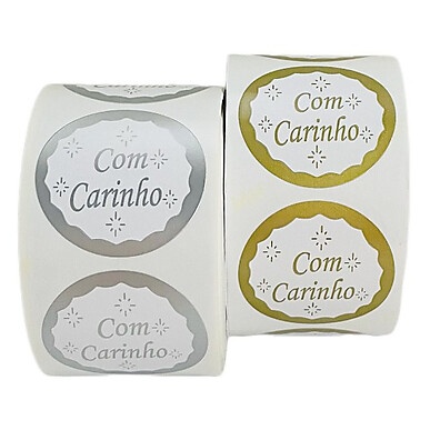 500 Etiquetas Adesivas Com Carinho – Ideal para Presentes