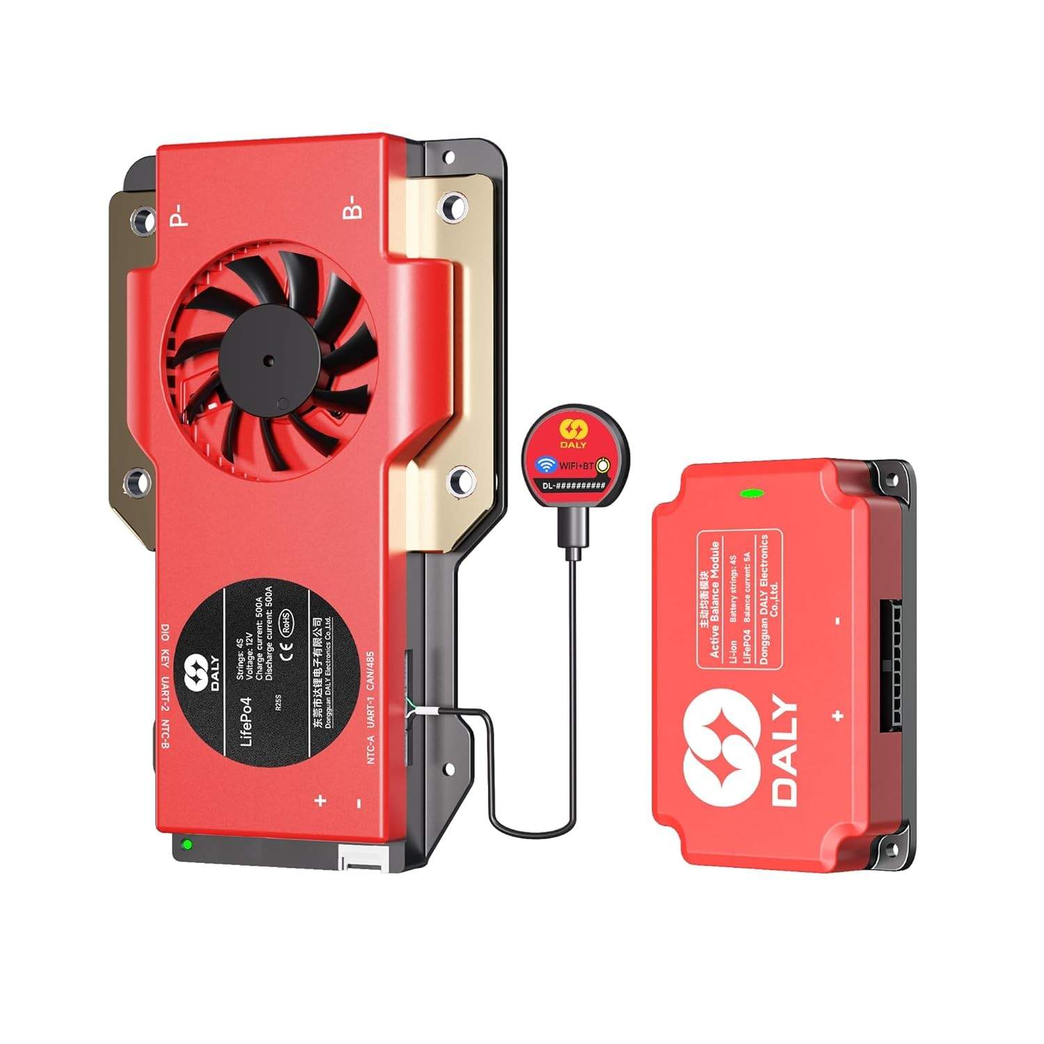 DALY BMS 12V 500A LiFePO4: Controle Inteligente WiFi/Bluetooth com Balanceamento Ativo 5A para Baterias AGM Marine