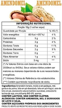 Pasta de Amendoim Amendomel (500g) Chocolate Branco Crocante - Thiani