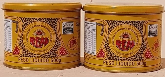 Manteiga Mineira Real, Kit com 2 Latas, 500g cada, Sem Corante e Sem Conservante
