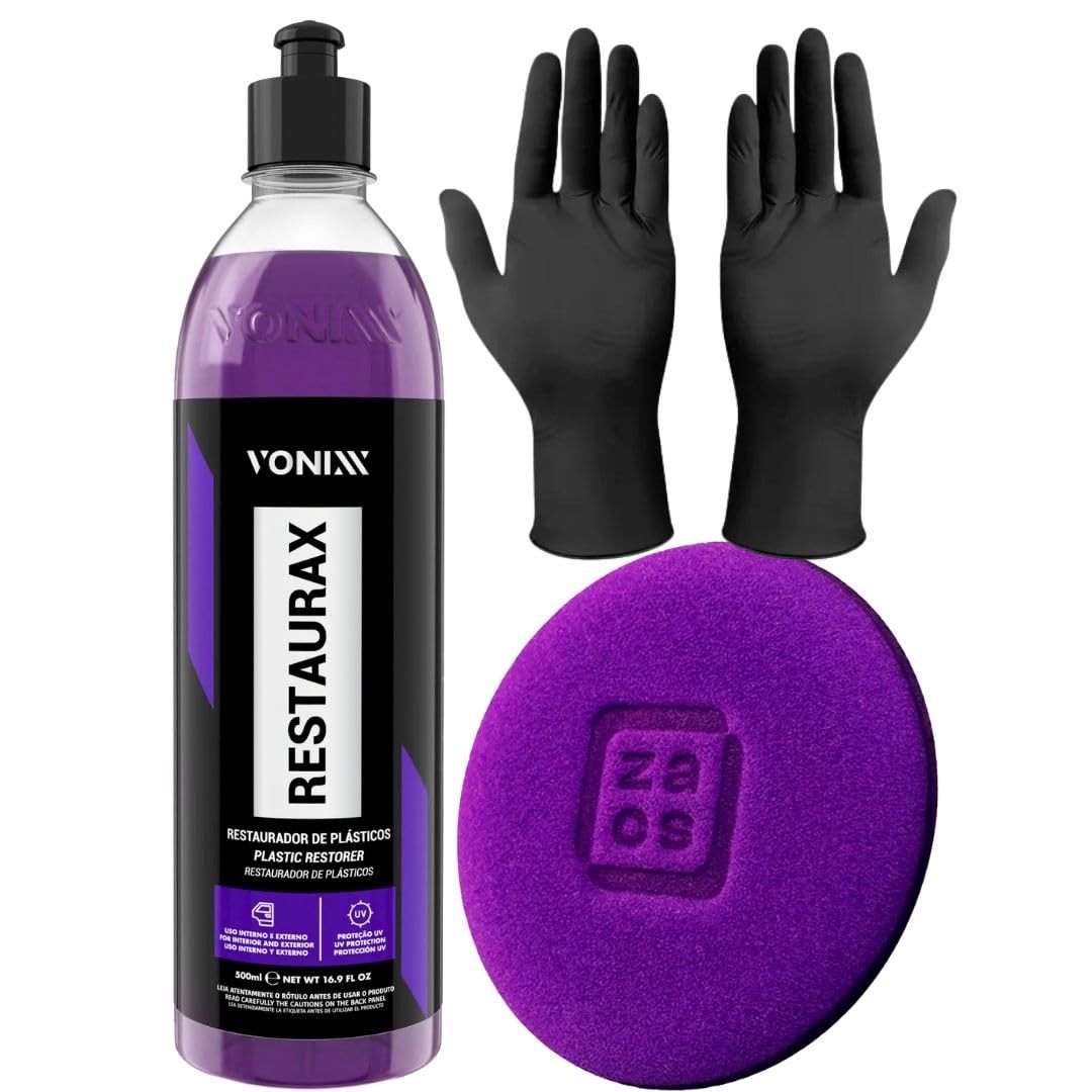 Kit Restaurador Plásticos e Painel Vonixx Restaurax 500ml + Aplicador Zacs