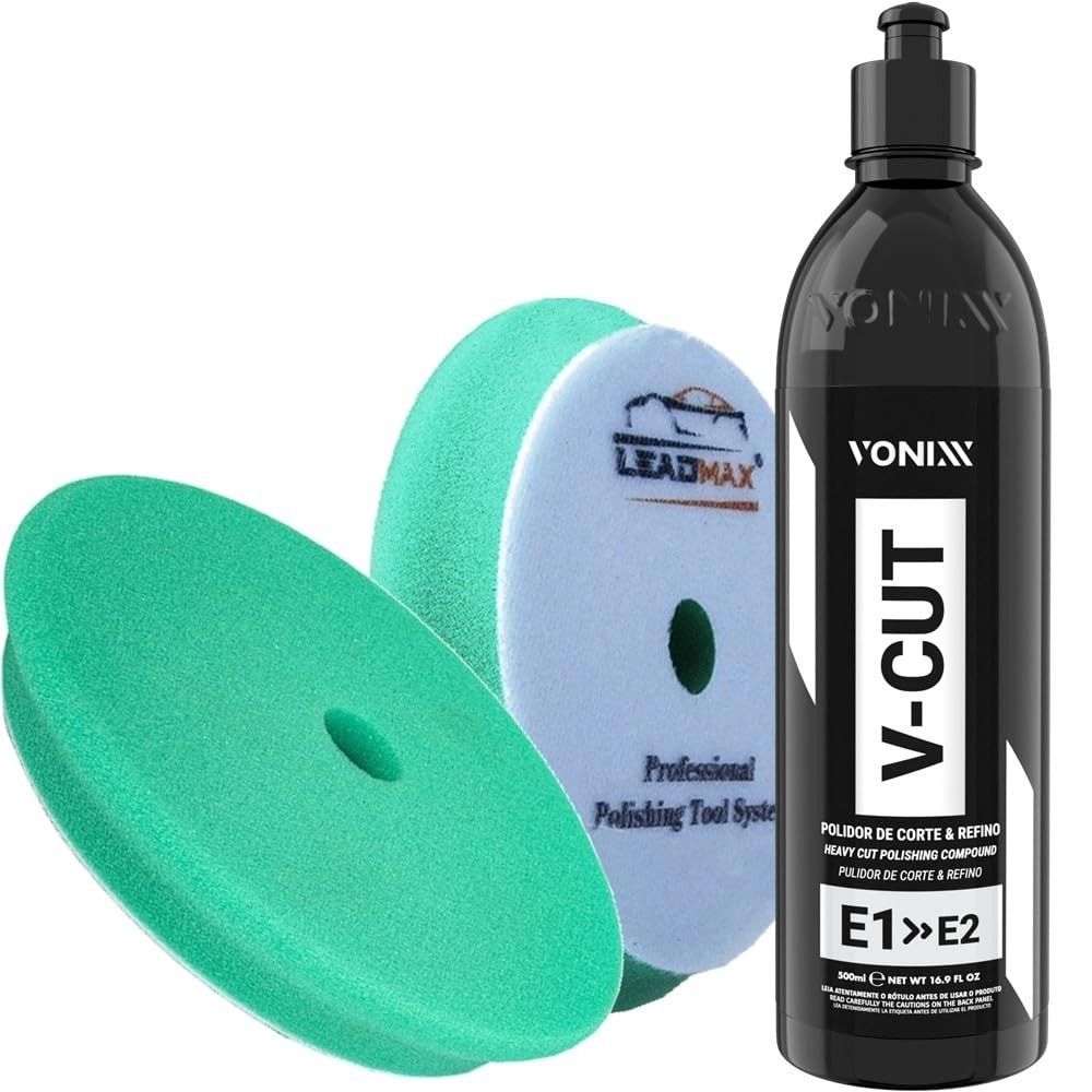 Kit Polimento Corte e Refino V-Cut Vonixx 500ml + Boina Espuma Corte Pesado 5" LeadMax