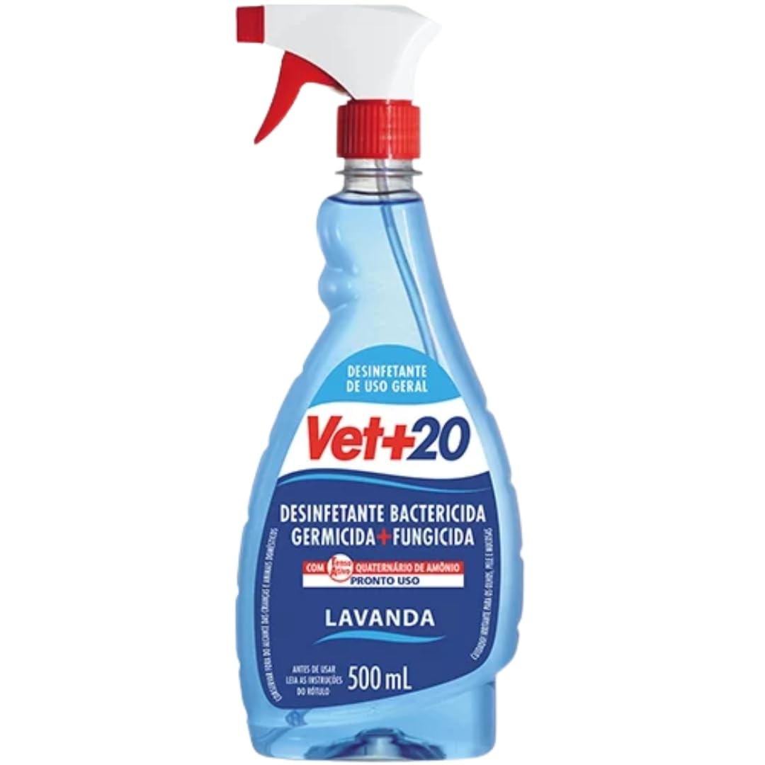 Vet+20 Desinfetante Pronto Uso Lavanda 500ml - Germicida e Bactericida para Superfícies