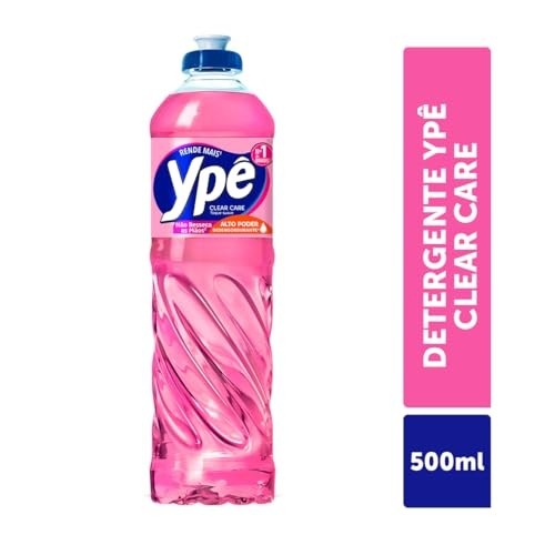 Ypê Lava Louças Líquido Clear Care 500ml - Rosa - Fórmula Dermatologicamente Testada com Maior Rendimento