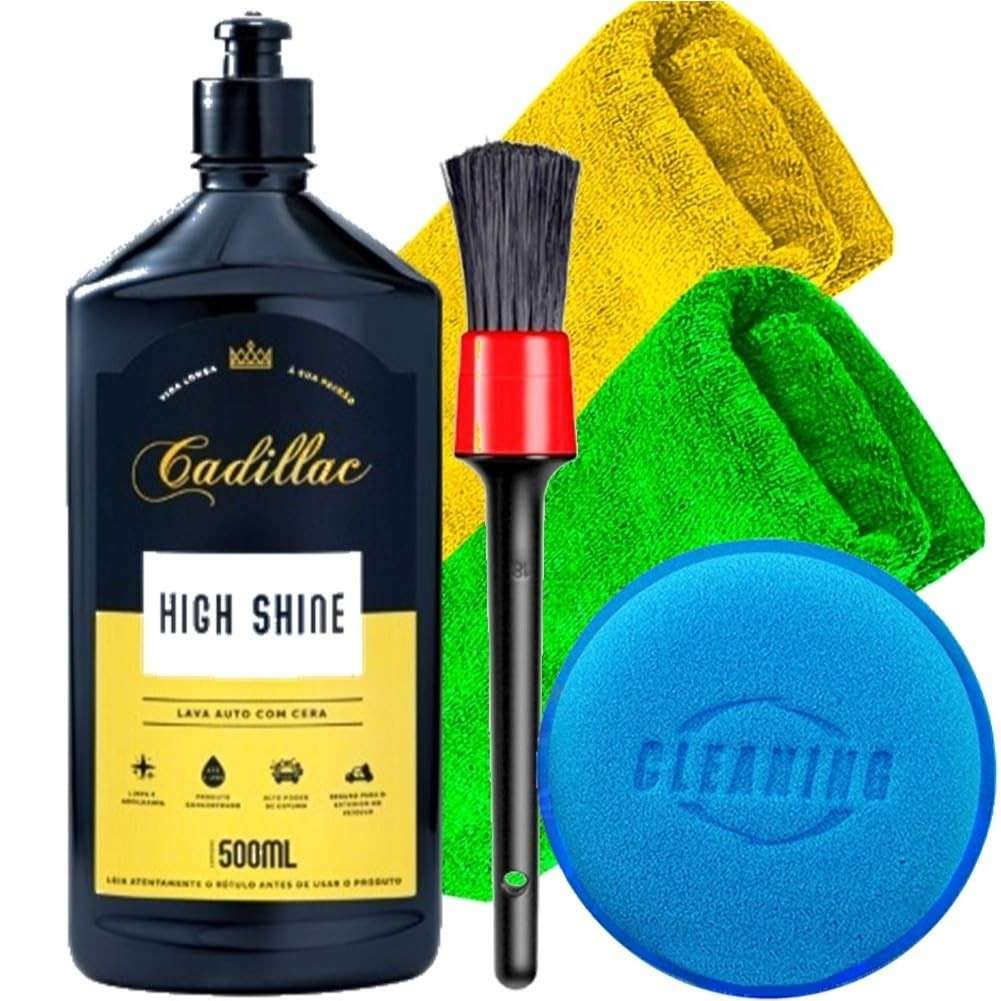 Kit Essencial Cadillac High Shine 500ml + Acessórios Karbox para Detalhamento Automotivo Profissional