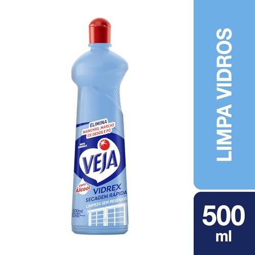 Vidrex Veja Limpa Vidros Tradicional 500ml - Brilho Profundo e Secagem Rápida