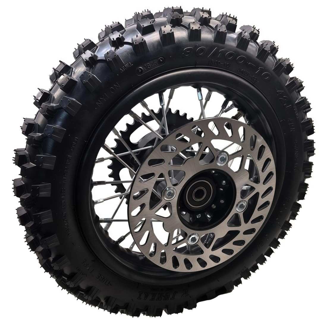 Conjunto Pneu Aro Traseiro 80/100-10 para Dirt Bike 50cc-125cc (Eixo 12mm) - TTR50, SSR50, CRF50, Apollo50