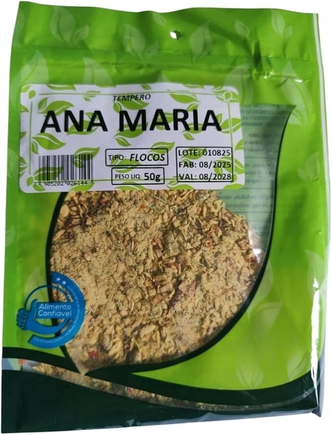 Ana Maria Tempero em Flocos, Verde, 50g, Validade 08/2028