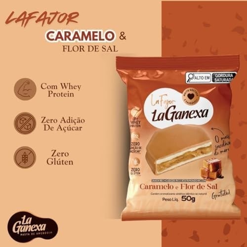 Alfajor La Fajor de Caramelo e Flor de Sal Proteico 50g - La Ganexa