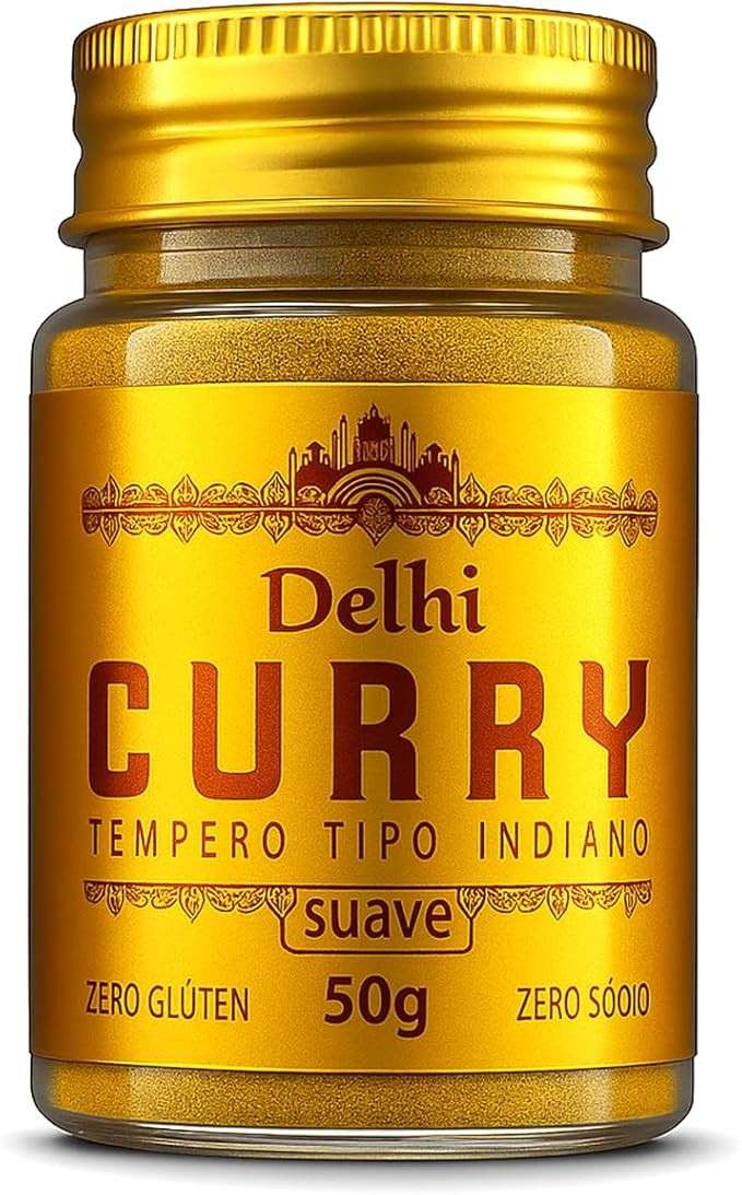 Curry Indiano Suave Delhi 50g Tempero Sem Glúten, Zero Sódio